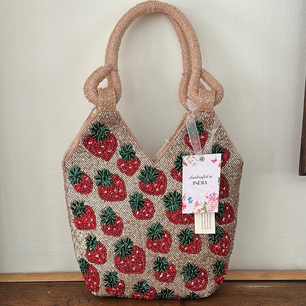 Viral Beaded Bag - Strawberry Tote NWT